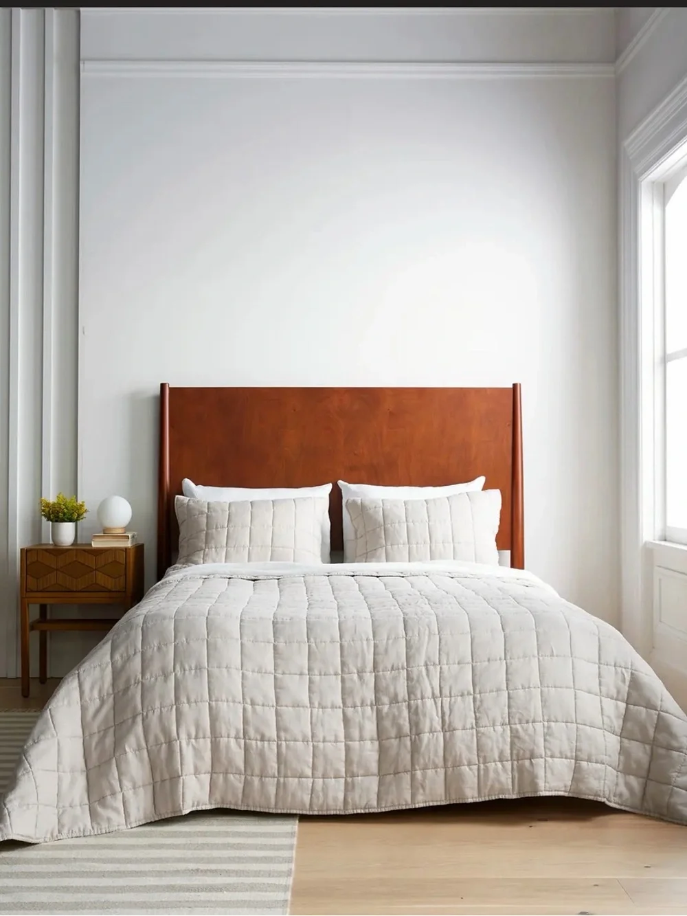 Quince  European Linen Box Quilt Shams in Sand King Size